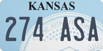 KS license plate 274ASA