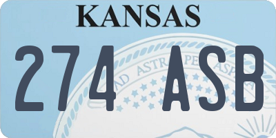 KS license plate 274ASB