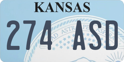 KS license plate 274ASD