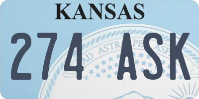 KS license plate 274ASK