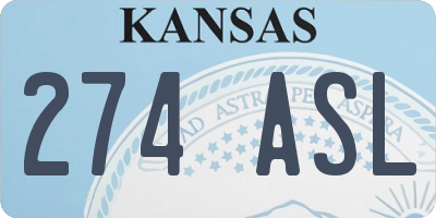 KS license plate 274ASL