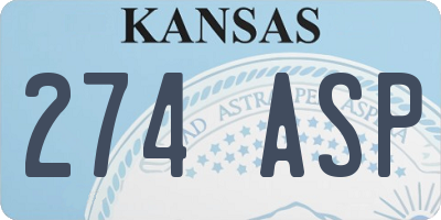 KS license plate 274ASP