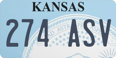 KS license plate 274ASV