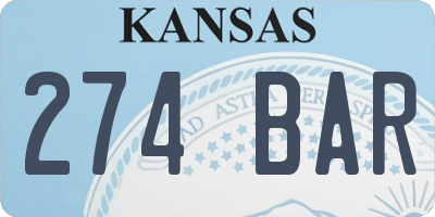 KS license plate 274BAR