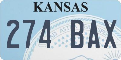 KS license plate 274BAX