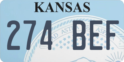 KS license plate 274BEF