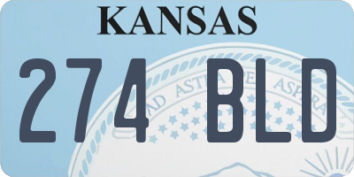 KS license plate 274BLD