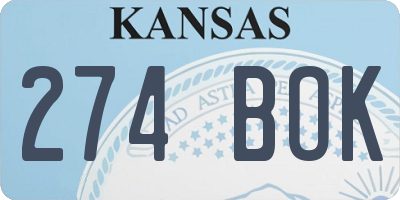 KS license plate 274BOK