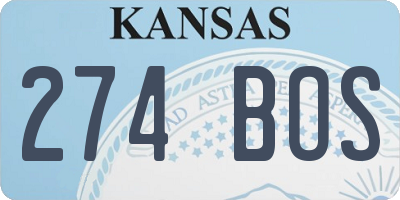 KS license plate 274BOS