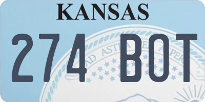 KS license plate 274BOT