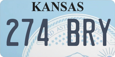 KS license plate 274BRY