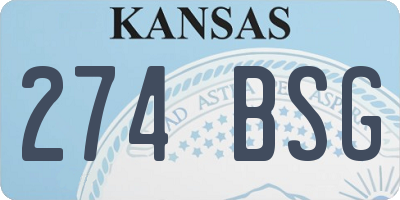 KS license plate 274BSG