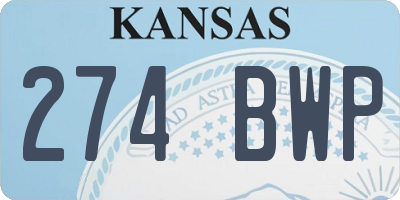 KS license plate 274BWP