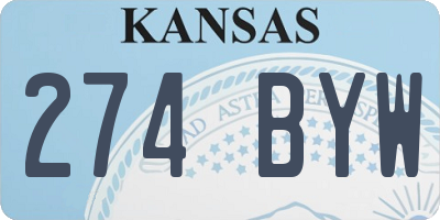 KS license plate 274BYW