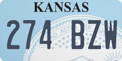 KS license plate 274BZW
