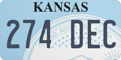 KS license plate 274DEC