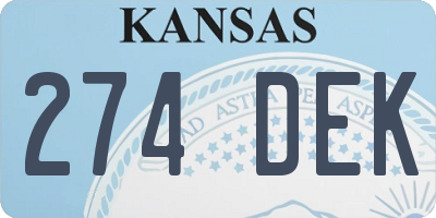 KS license plate 274DEK