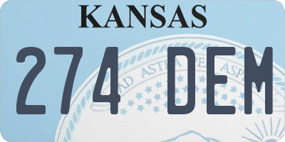 KS license plate 274DEM