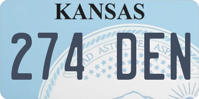 KS license plate 274DEN