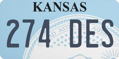 KS license plate 274DES