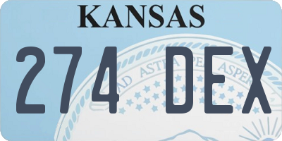 KS license plate 274DEX