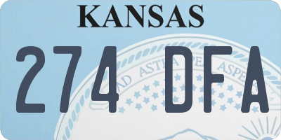 KS license plate 274DFA