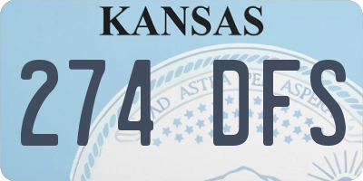 KS license plate 274DFS