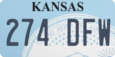 KS license plate 274DFW