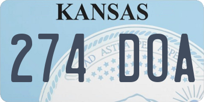 KS license plate 274DOA