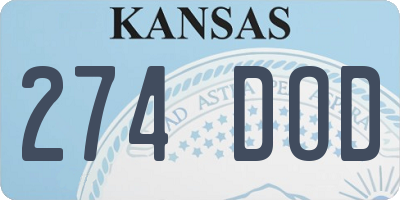 KS license plate 274DOD