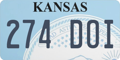 KS license plate 274DOI