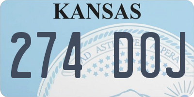 KS license plate 274DOJ