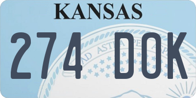 KS license plate 274DOK