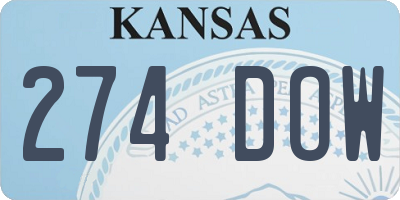 KS license plate 274DOW