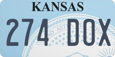 KS license plate 274DOX