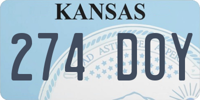 KS license plate 274DOY