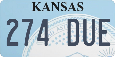 KS license plate 274DUE