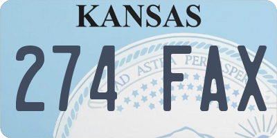KS license plate 274FAX