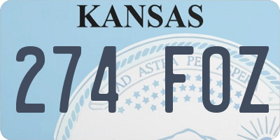 KS license plate 274FOZ