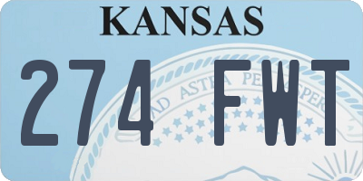 KS license plate 274FWT