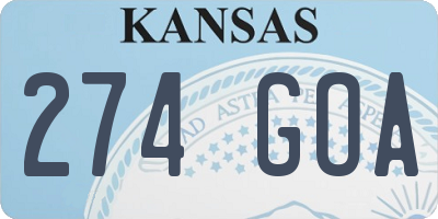 KS license plate 274GOA