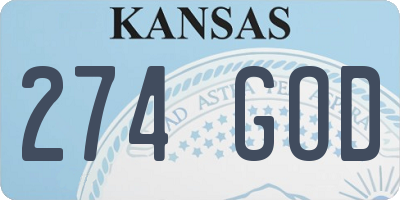 KS license plate 274GOD