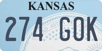 KS license plate 274GOK
