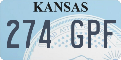 KS license plate 274GPF