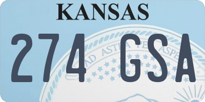 KS license plate 274GSA