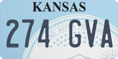 KS license plate 274GVA
