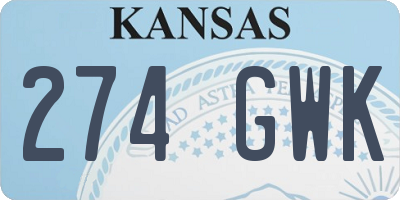 KS license plate 274GWK