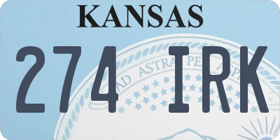 KS license plate 274IRK