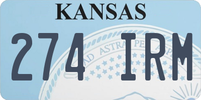 KS license plate 274IRM
