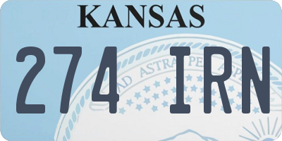 KS license plate 274IRN